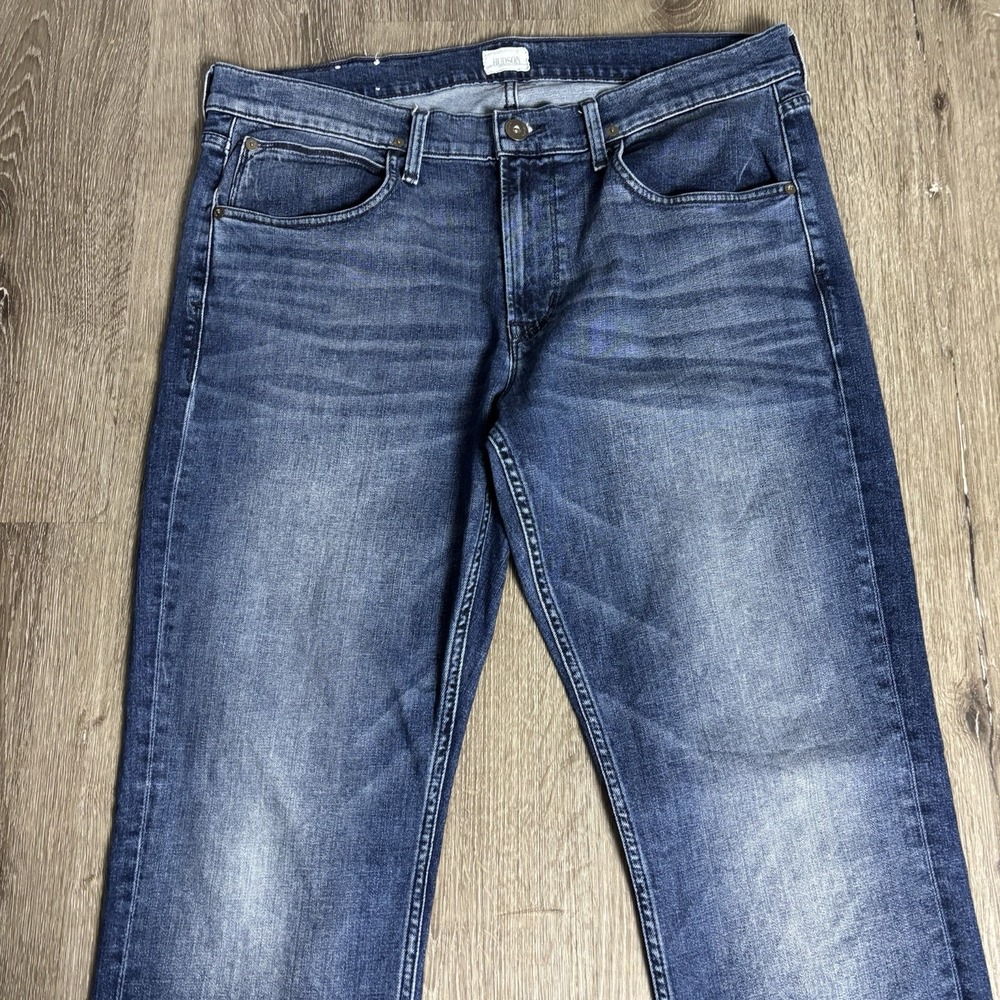 Hudson Byron Straight Jeans Mens‎ 38x34 Blue Denim Zip Fly Stretch Five Pocket - Picture 2 of 12